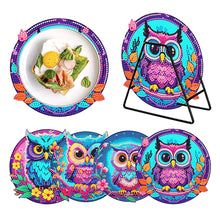 Load image into Gallery viewer, 4 Pcs Wooden Diamond Painting Placemats with Holder Round Diamond Art Table Mats
