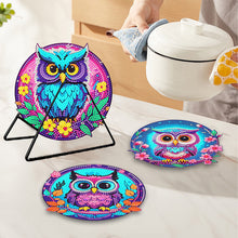 Load image into Gallery viewer, 4 Pcs Wooden Diamond Painting Placemats with Holder Round Diamond Art Table Mats