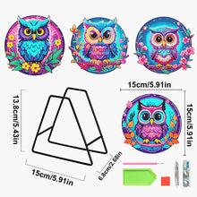 Load image into Gallery viewer, 4 Pcs Wooden Diamond Painting Placemats with Holder Round Diamond Art Table Mats