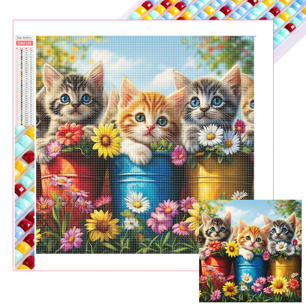 Diamond Painting - Full Square - Three Kittens (30*30CM)
