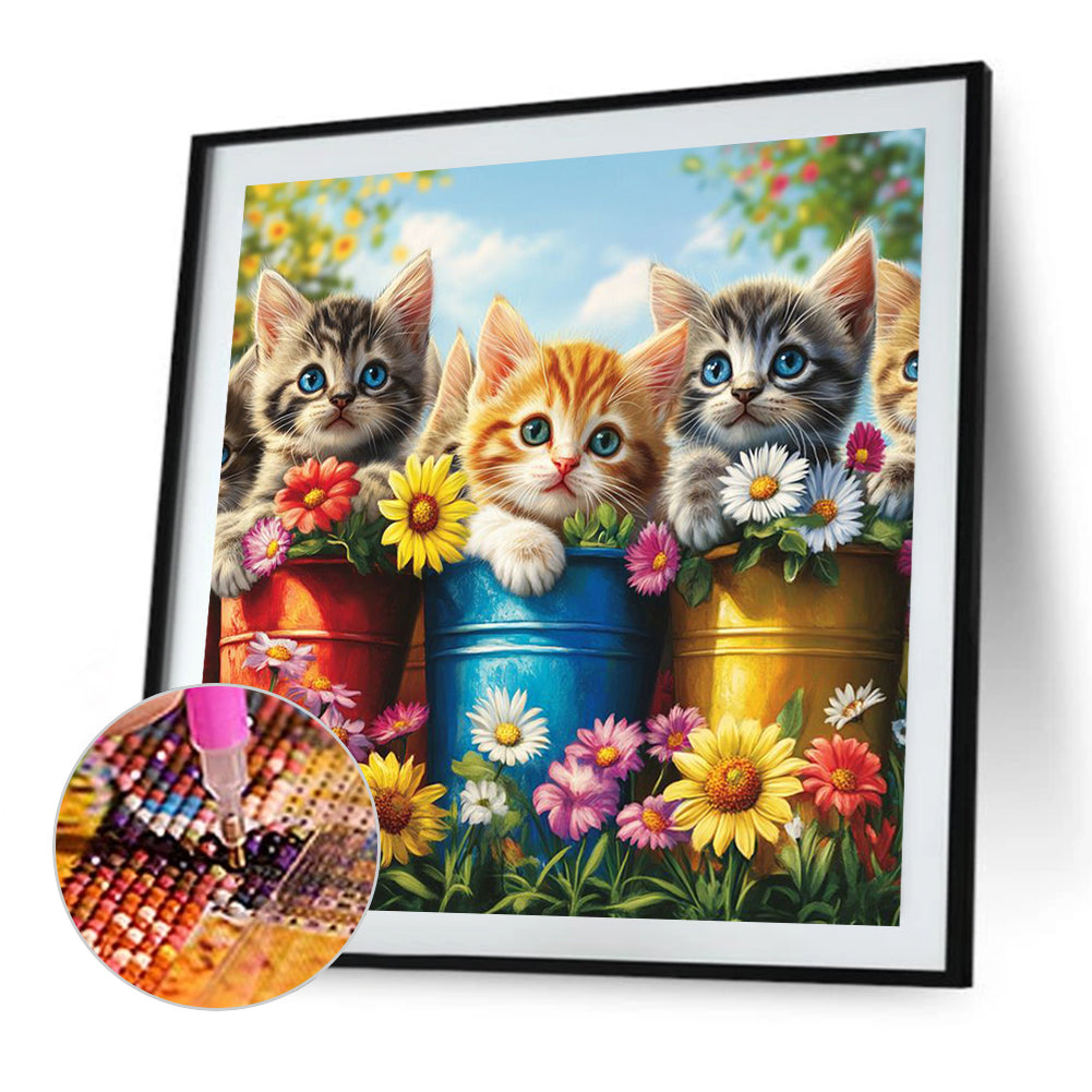 Diamond Painting - Full Square - Three Kittens (30*30CM)