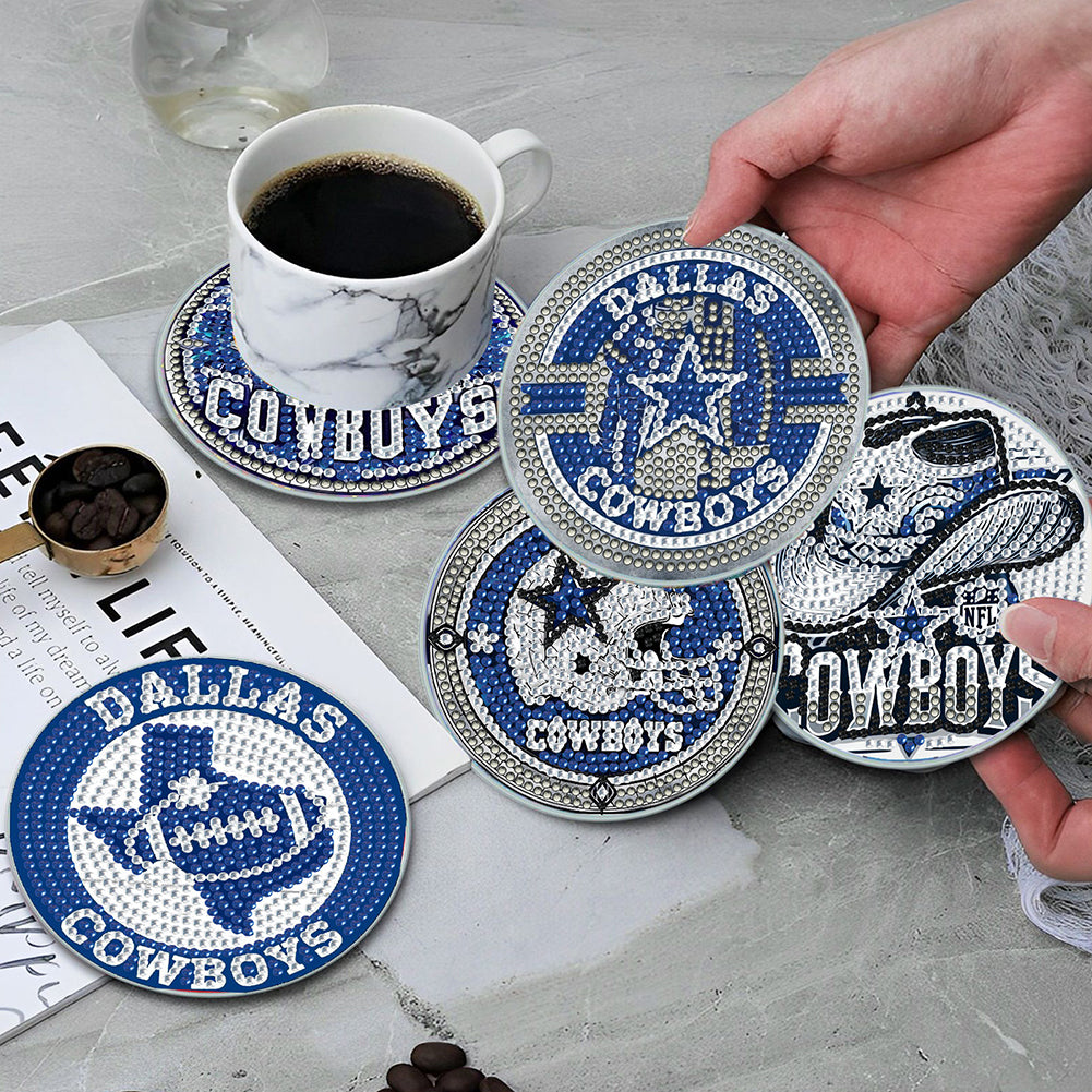 Rugby Team 6pcs DIY Diamond Painting Coasters W/ Holder for Beginner Adult Gift