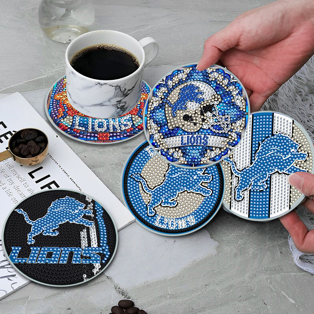 Rugby Team 6pcs DIY Diamond Painting Coasters W/ Holder for Beginner Adult Gift