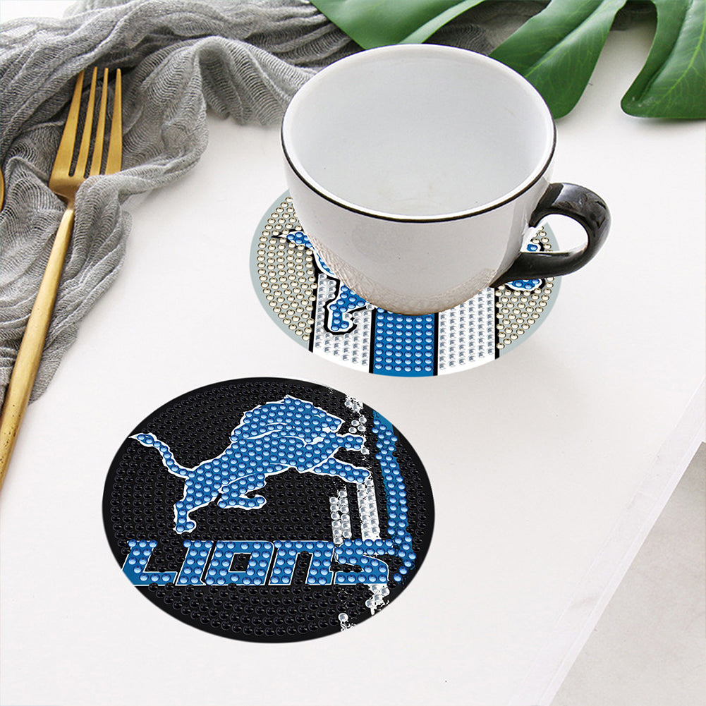 Rugby Team 6pcs DIY Diamond Painting Coasters W/ Holder for Beginner Adult Gift
