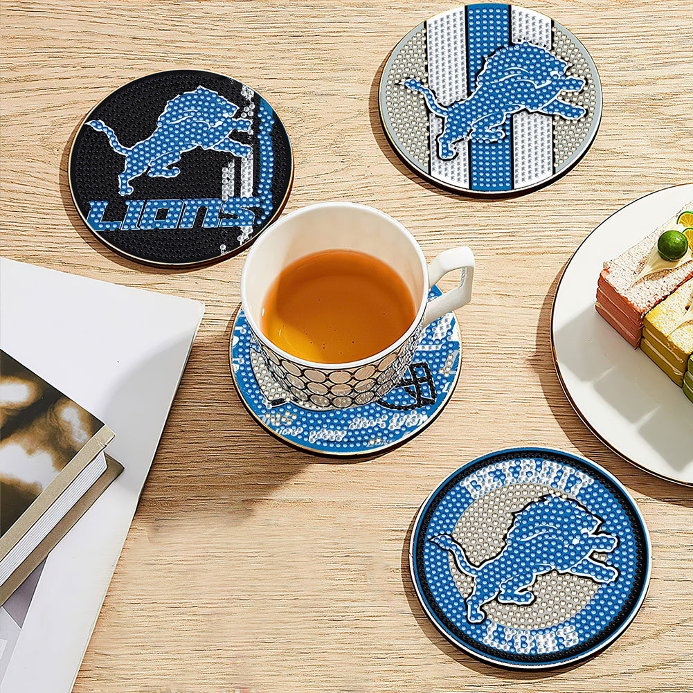 Rugby Team 6pcs DIY Diamond Painting Coasters W/ Holder for Beginner Adult Gift