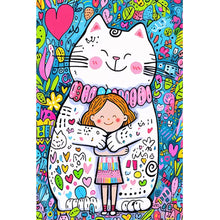 Load image into Gallery viewer, Diamond Painting - Full Round - White Cat Girl (40*60CM)