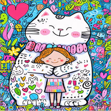 Load image into Gallery viewer, Diamond Painting - Full Round - White Cat Girl (40*60CM)