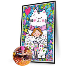 Load image into Gallery viewer, Diamond Painting - Full Round - White Cat Girl (40*60CM)