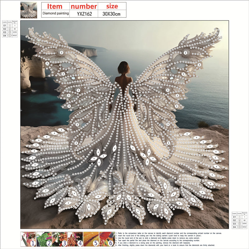 Diamond Painting - Partial Special Shaped - Angel Wings Girl (30*30CM)
