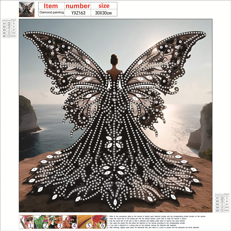 Diamond Painting - Partial Special Shaped - Angel Wings Girl (30*30CM)
