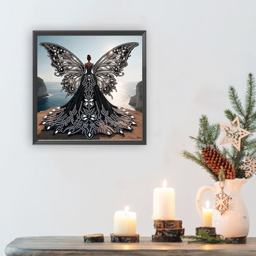 Diamond Painting - Partial Special Shaped - Angel Wings Girl (30*30CM)