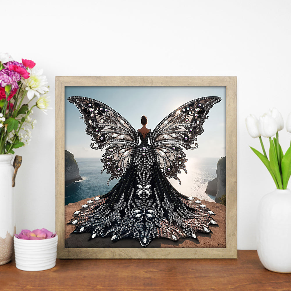 Diamond Painting - Partial Special Shaped - Angel Wings Girl (30*30CM)