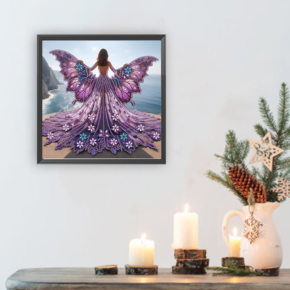 Diamond Painting - Partial Special Shaped - Angel Wings Girl (30*30CM)