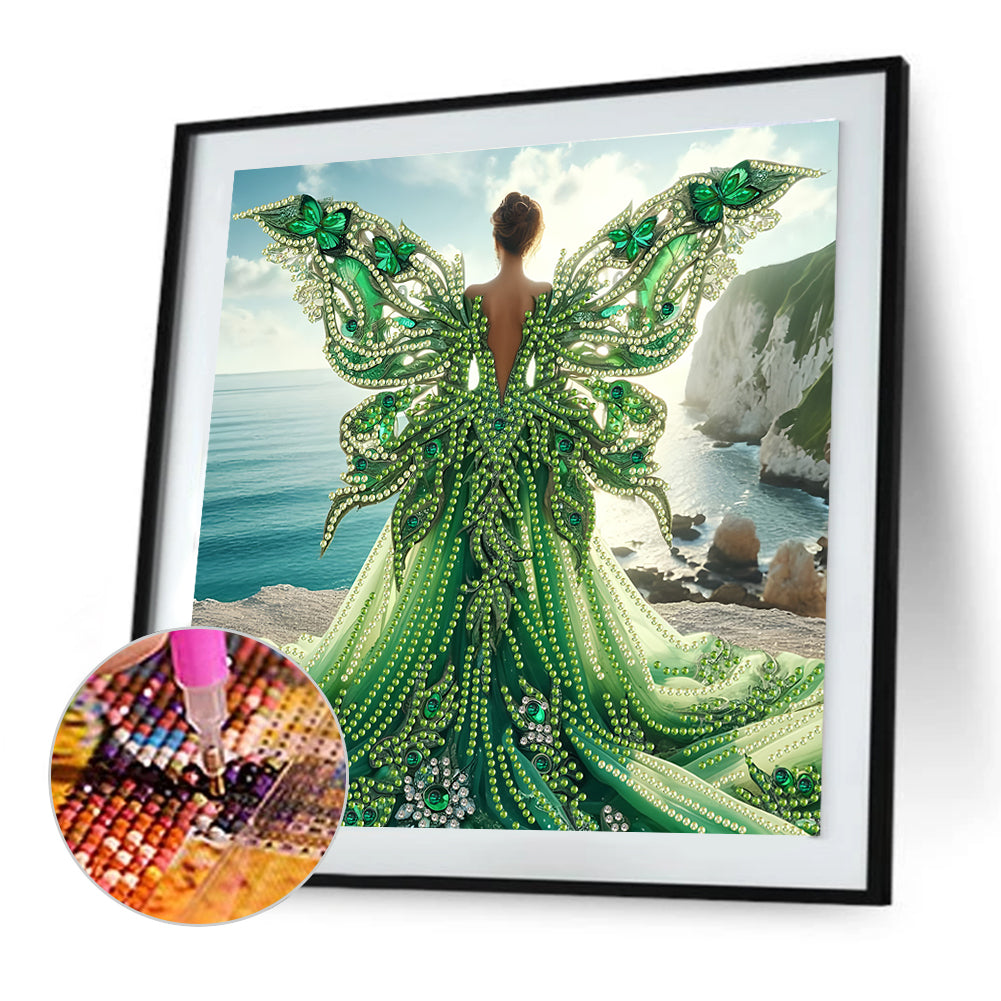 Diamond Painting - Partial Special Shaped - Angel Wings Girl (30*30CM)