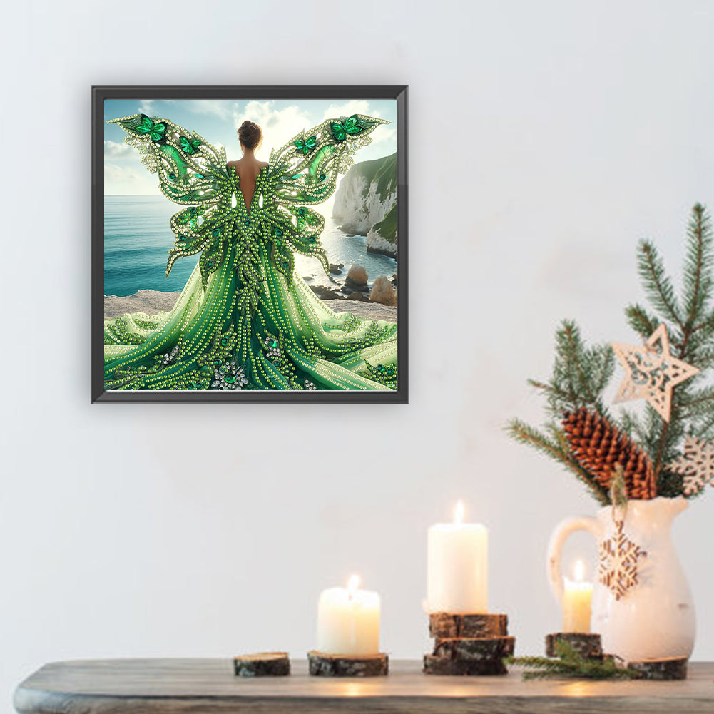 Diamond Painting - Partial Special Shaped - Angel Wings Girl (30*30CM)