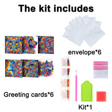 Load image into Gallery viewer, 6Pcs Animal Diamond Painting Greeting Card Set for Festivals and Celebrations