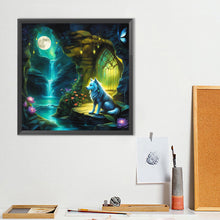 Load image into Gallery viewer, Diamond Painting - Full Round - Luminous Fountain White Wolf (40*40CM)