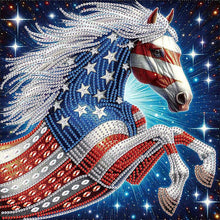 Load image into Gallery viewer, Diamond Painting - Partial Special Shaped - Independence Day Horse (30*30CM)