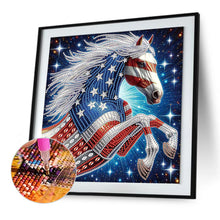 Load image into Gallery viewer, Diamond Painting - Partial Special Shaped - Independence Day Horse (30*30CM)