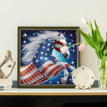 Load image into Gallery viewer, Diamond Painting - Partial Special Shaped - Independence Day Horse (30*30CM)