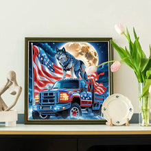 Load image into Gallery viewer, Diamond Painting - Partial Special Shaped - Independence Day Wolf (30*30CM)