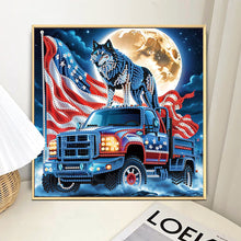 Load image into Gallery viewer, Diamond Painting - Partial Special Shaped - Independence Day Wolf (30*30CM)