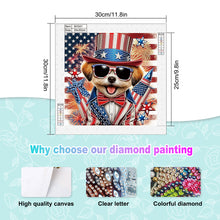 Load image into Gallery viewer, Diamond Painting - Partial Special Shaped - Independence Day Puppy (30*30CM)