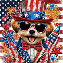 Load image into Gallery viewer, Diamond Painting - Partial Special Shaped - Independence Day Puppy (30*30CM)
