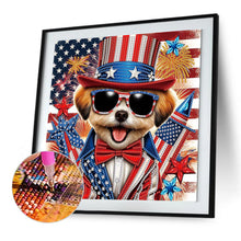 Load image into Gallery viewer, Diamond Painting - Partial Special Shaped - Independence Day Puppy (30*30CM)