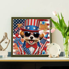 Load image into Gallery viewer, Diamond Painting - Partial Special Shaped - Independence Day Puppy (30*30CM)