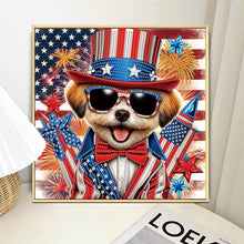 Load image into Gallery viewer, Diamond Painting - Partial Special Shaped - Independence Day Puppy (30*30CM)