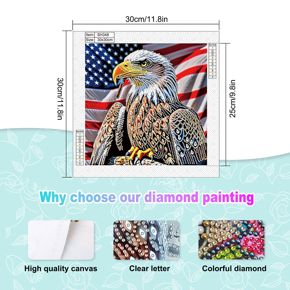 Diamond Painting - Partial Special Shaped - Independence Day Eagle (30*30CM)