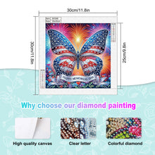 Load image into Gallery viewer, Diamond Painting - Partial Special Shaped - Independence Day Butterfly (30*30CM)
