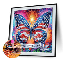 Load image into Gallery viewer, Diamond Painting - Partial Special Shaped - Independence Day Butterfly (30*30CM)
