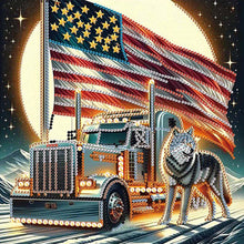 Load image into Gallery viewer, Diamond Painting - Partial Special Shaped - Independence Day Wolf (30*30CM)