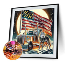 Load image into Gallery viewer, Diamond Painting - Partial Special Shaped - Independence Day Wolf (30*30CM)