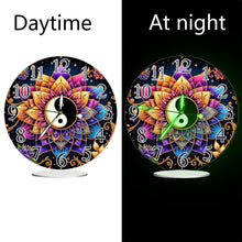 Load image into Gallery viewer, Acrylic Special Shape Yin Yang Lotus 5D Diamond Painting Clock Art Craft