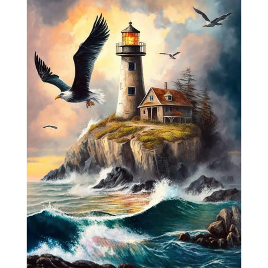 Diamond Painting - Full Square - Lighthouse By The Sea (40*50CM)