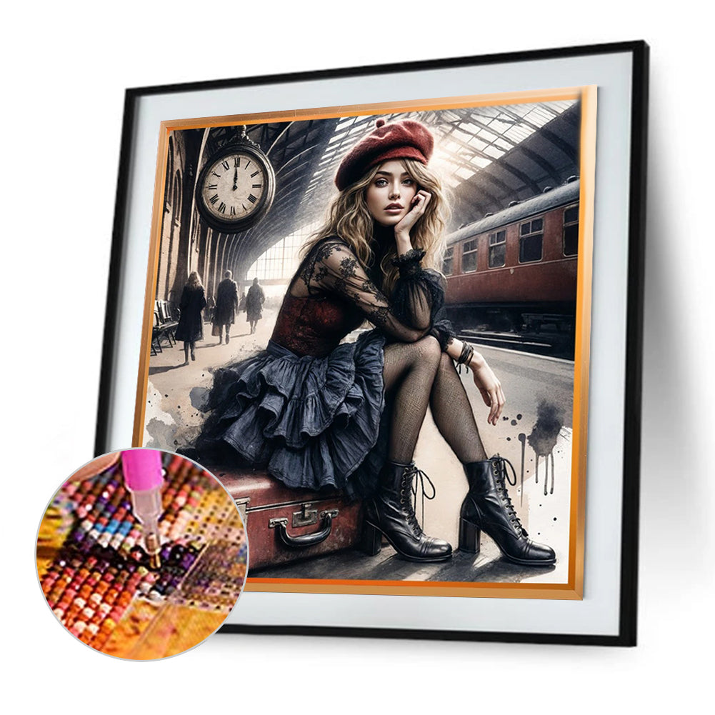 Diamond Painting - Full Square - Woman At The Station (40*40CM)