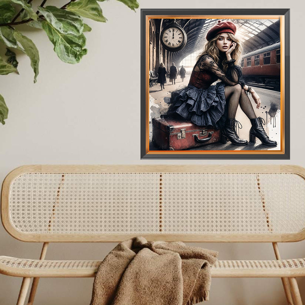Diamond Painting - Full Square - Woman At The Station (40*40CM)