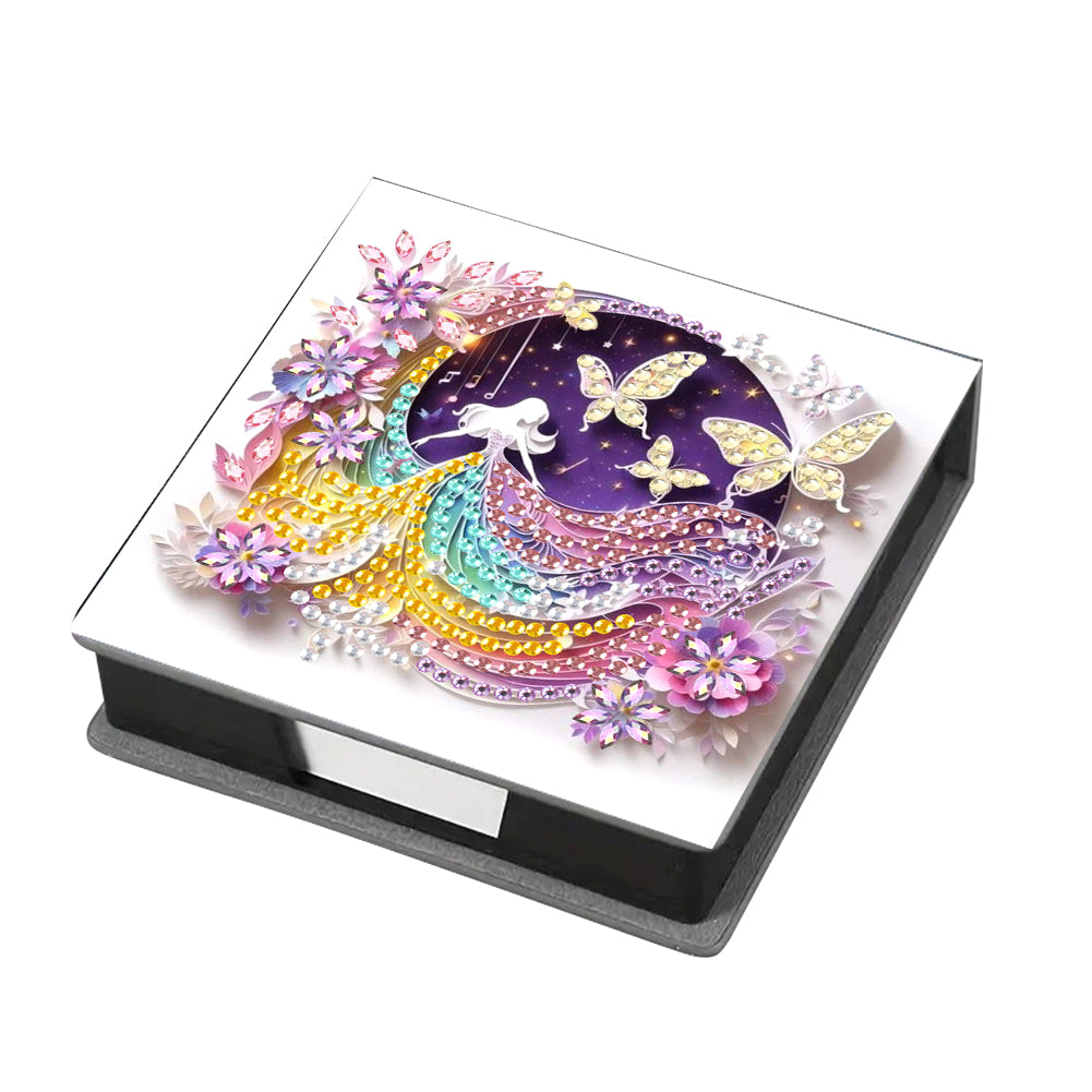 Leather Girl Diamond Painting Notecard Box Rhinestones Post It Dispenser