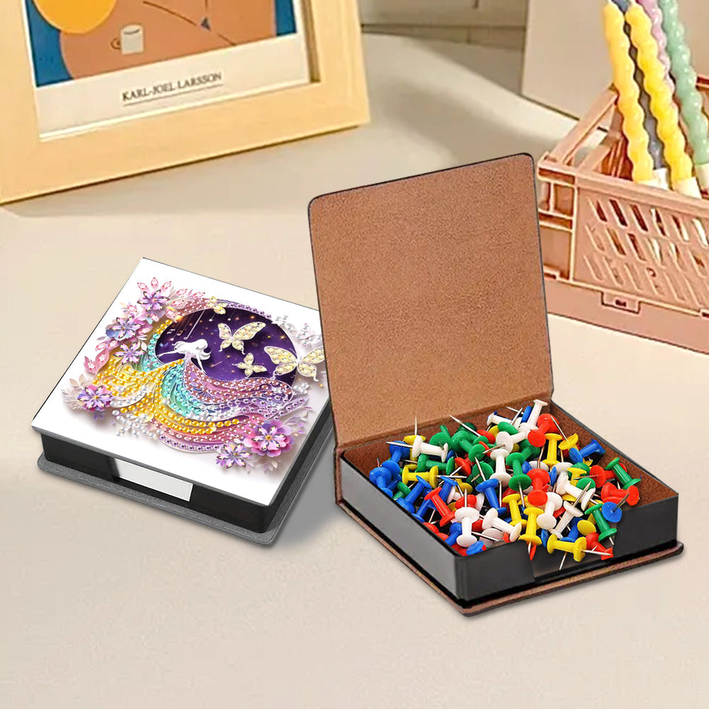 Leather Girl Diamond Painting Notecard Box Rhinestones Post It Dispenser