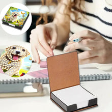 Load image into Gallery viewer, Leather Dog Diamond Painting Notecard Box Rhinestones Post It Dispenser
