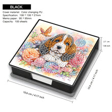 Load image into Gallery viewer, Leather Dog Diamond Painting Notecard Box Rhinestones Post It Dispenser
