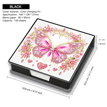 Load image into Gallery viewer, Leather Butterfly Diamond Painting Notecard Box Rhinestones Post It Dispenser
