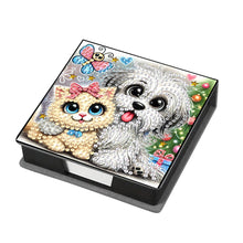 Load image into Gallery viewer, Leather Dog Cat Diamond Painting Notecard Box Rhinestones Post It Dispenser