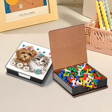 Load image into Gallery viewer, Leather Dog Cat Diamond Painting Notecard Box Rhinestones Post It Dispenser