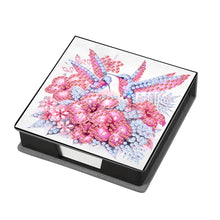 Load image into Gallery viewer, Leather Flowers Bird Diamond Painting Notecard Box Rhinestones Post It Dispenser