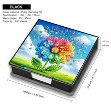 Load image into Gallery viewer, Leather Flowers Diamond Painting Notecard Box Rhinestones Post It Dispenser