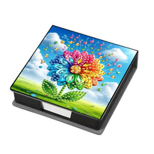 Load image into Gallery viewer, Leather Flowers Diamond Painting Notecard Box Rhinestones Post It Dispenser